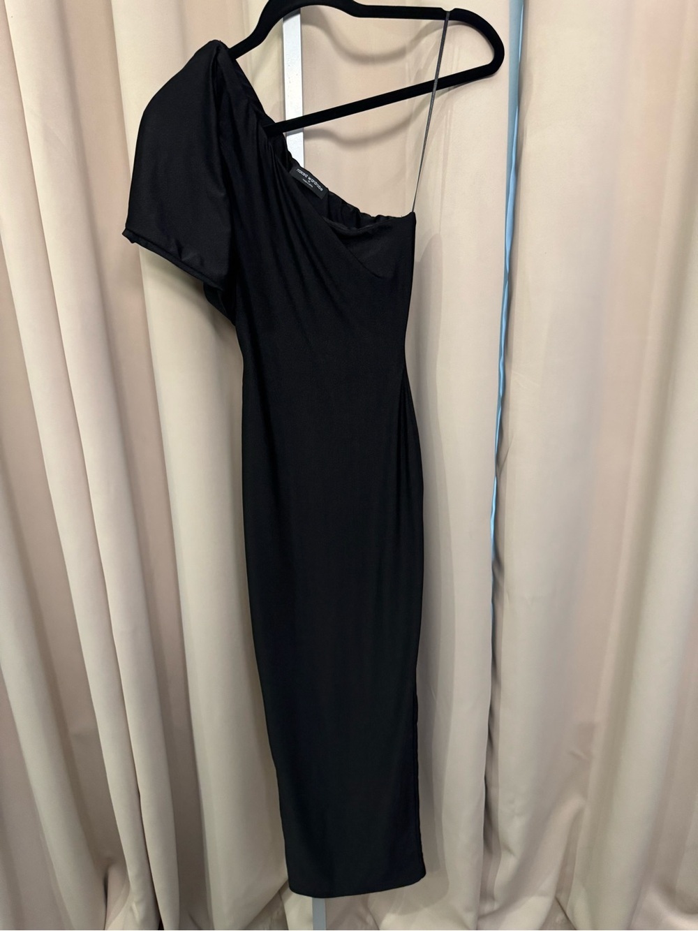 Naked Wardrobe Black One-Shoulder Midi Dress